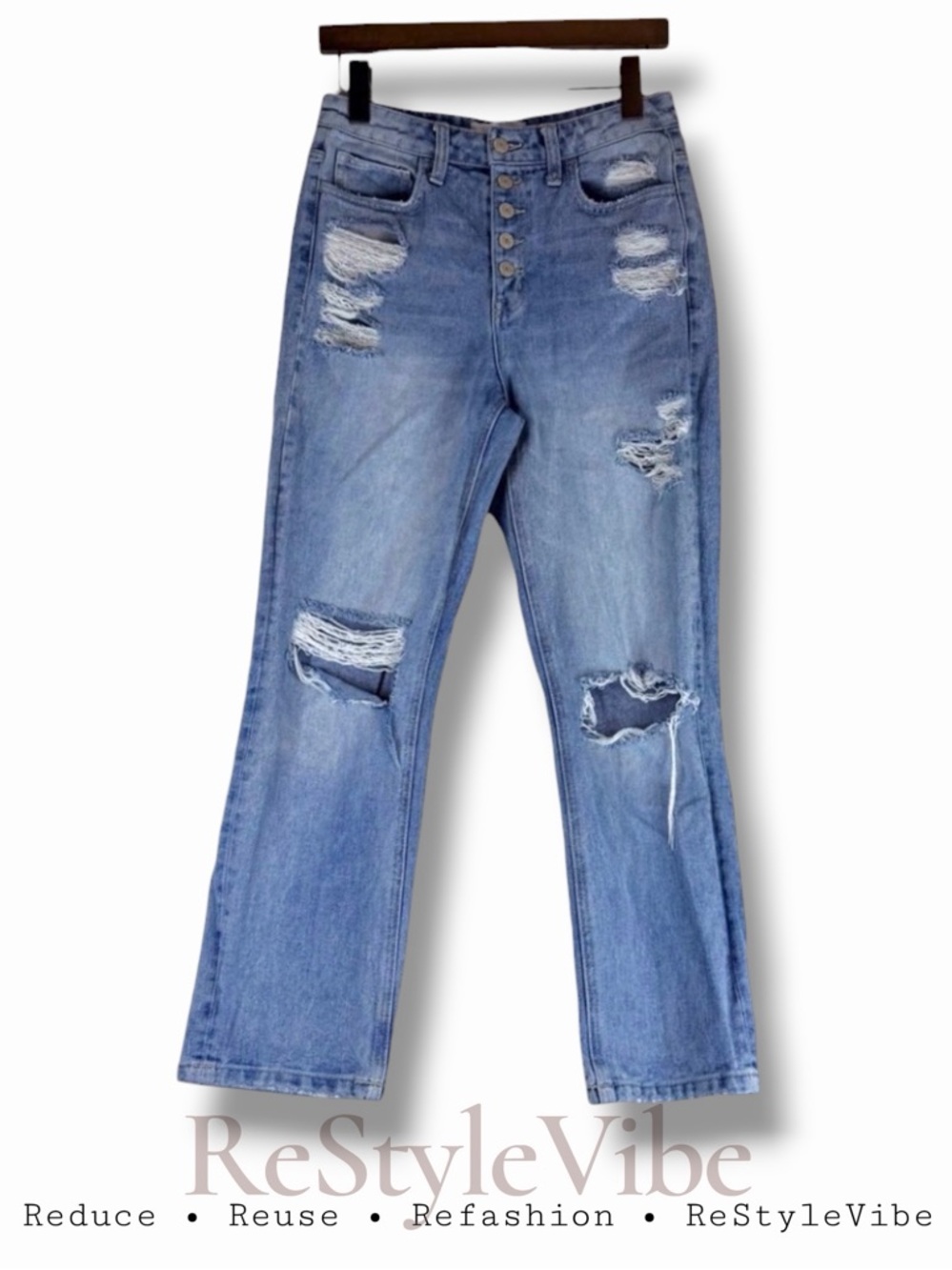 VERVET Women’s Size 26 Denim Jeans High Rise Fit Ankle Distressed Destructed